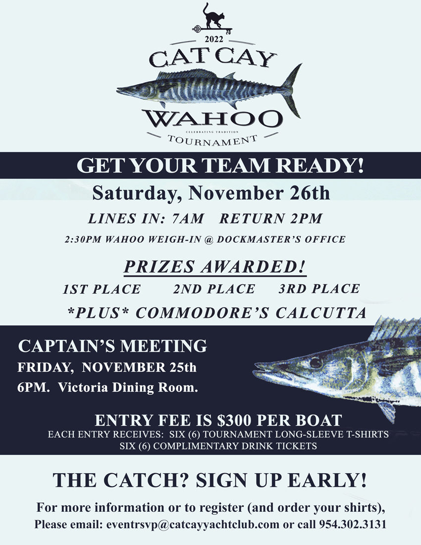 Cat Cay Yacht Club - Calendar Event - Wahoo Tournament