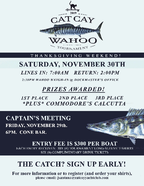 Cat Cay Yacht Club - Calendar Event - Wahoo Tournament